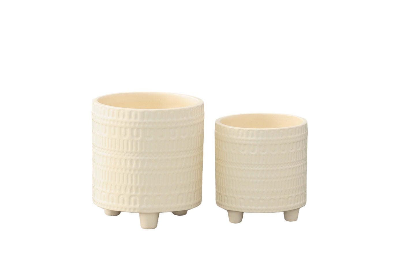 Ceramic Round Pot Gloss Finish Cream-5.50"H -146