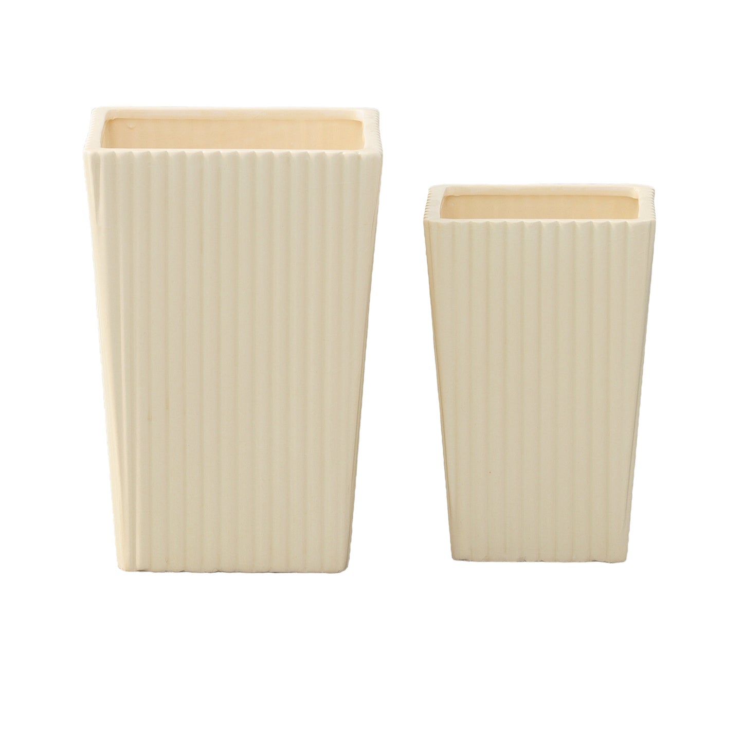 Flyn Ceramic Square Corrugated Vase (Set of 2)