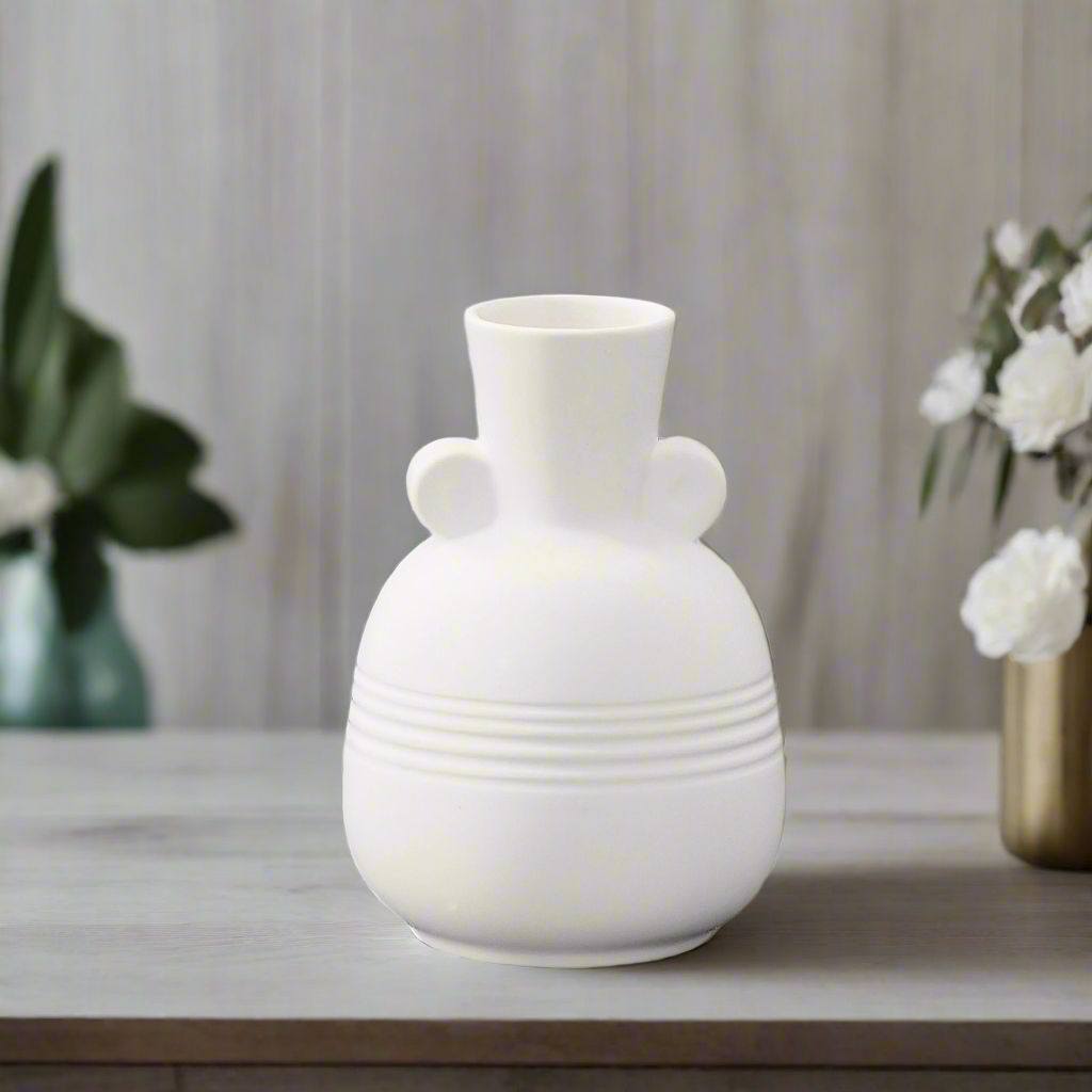 Vesari Embossed Banded Ceramic Vase