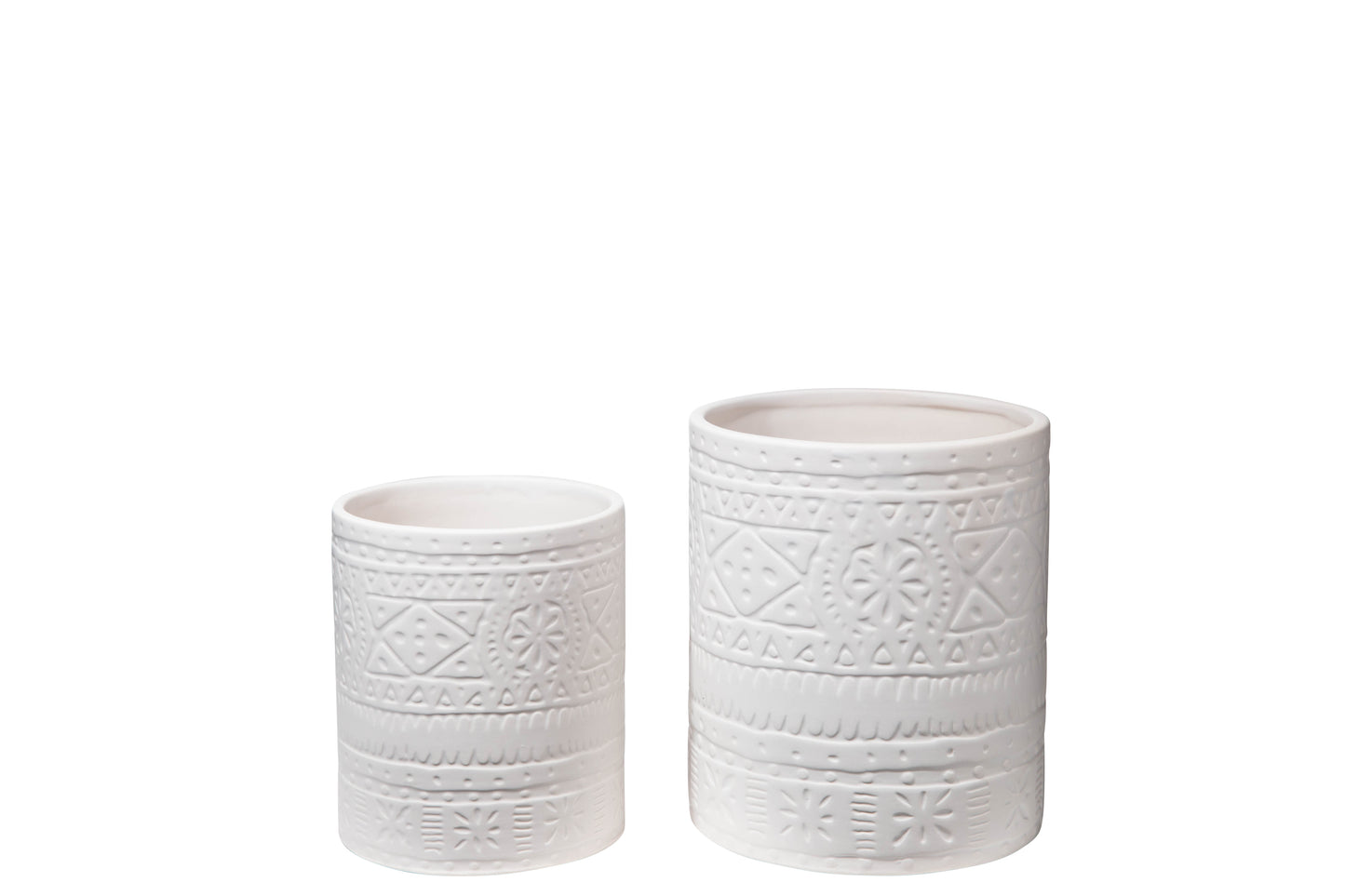 Ceramic Round Jar Matte Finish White-7.00"H -117