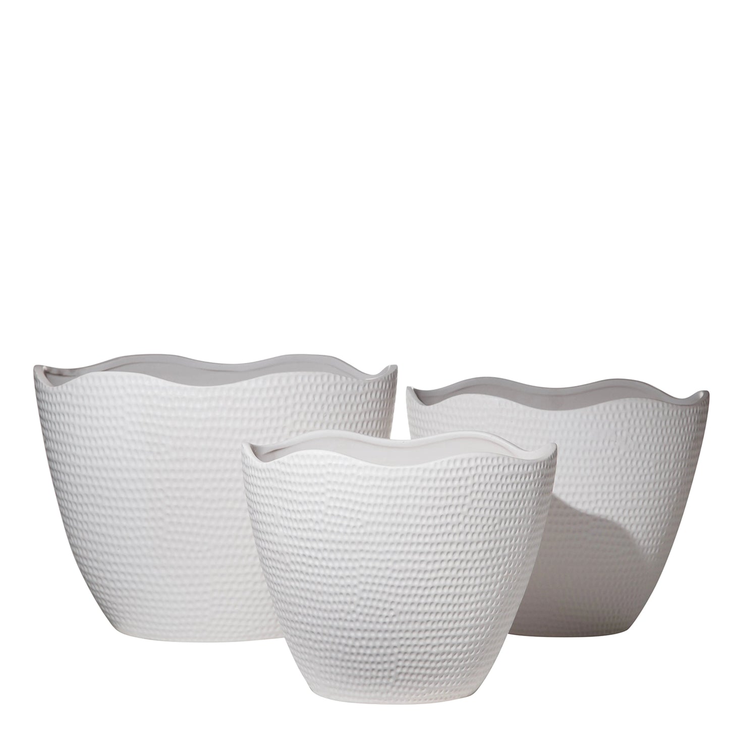 Nishka Ceramic Oval Pot with Irregular Lip (Set of 3)