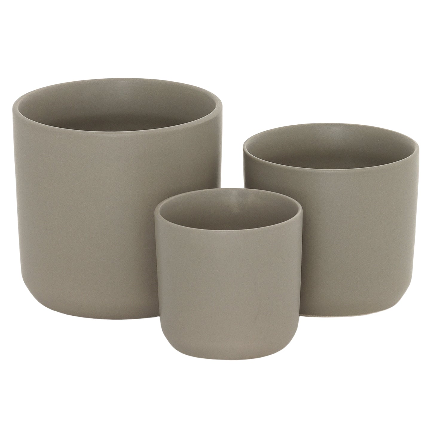 Emma Ceramic Round Plain Pots (Set of 3)