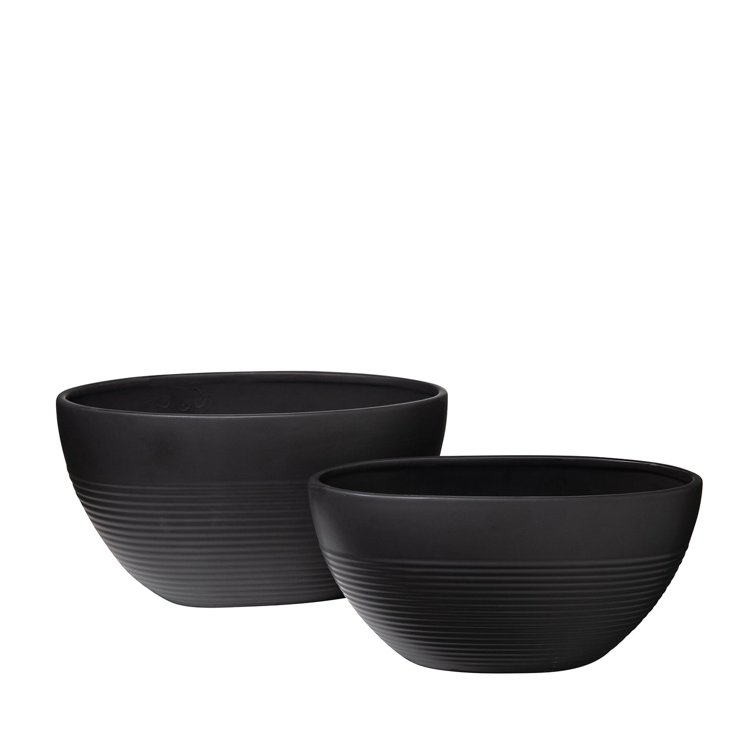 Mavero Embossed Stripe Oval Planter Set (Set of 2)