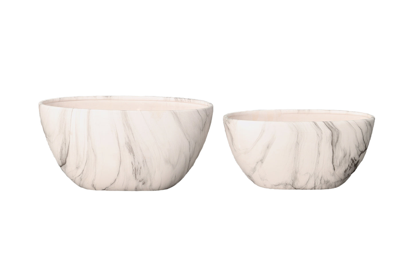 Ceramic Low Oval Pot Matte Finish White-6.50"H