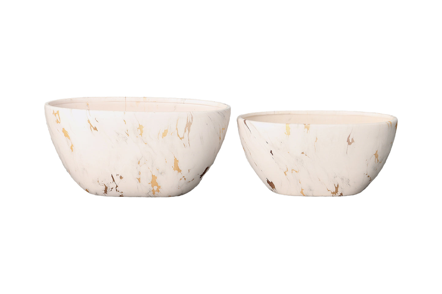 Ceramic Low Oval Pot Matte Finish White-6.50"H