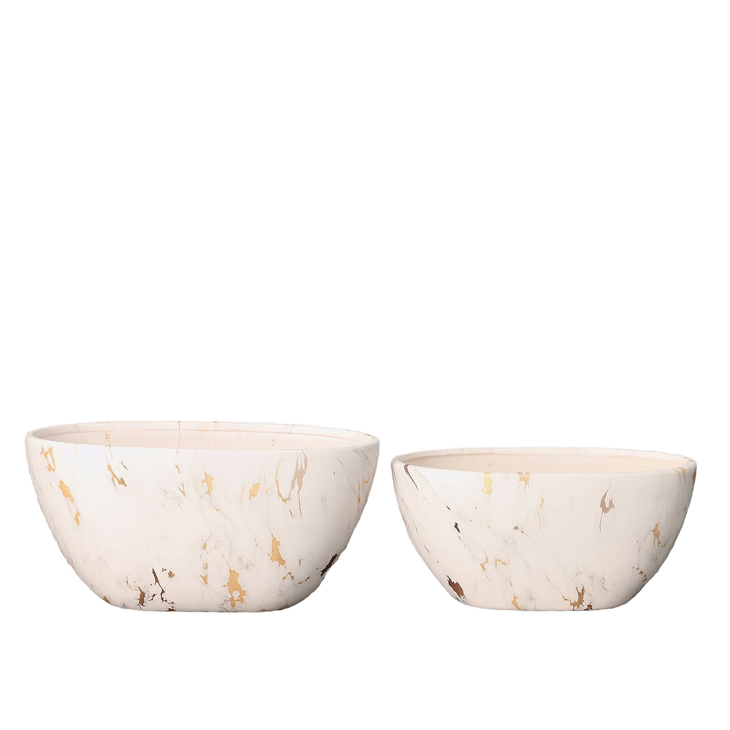 Blair Handcrafted Ceramic Oval Planter Set (Set of Two)