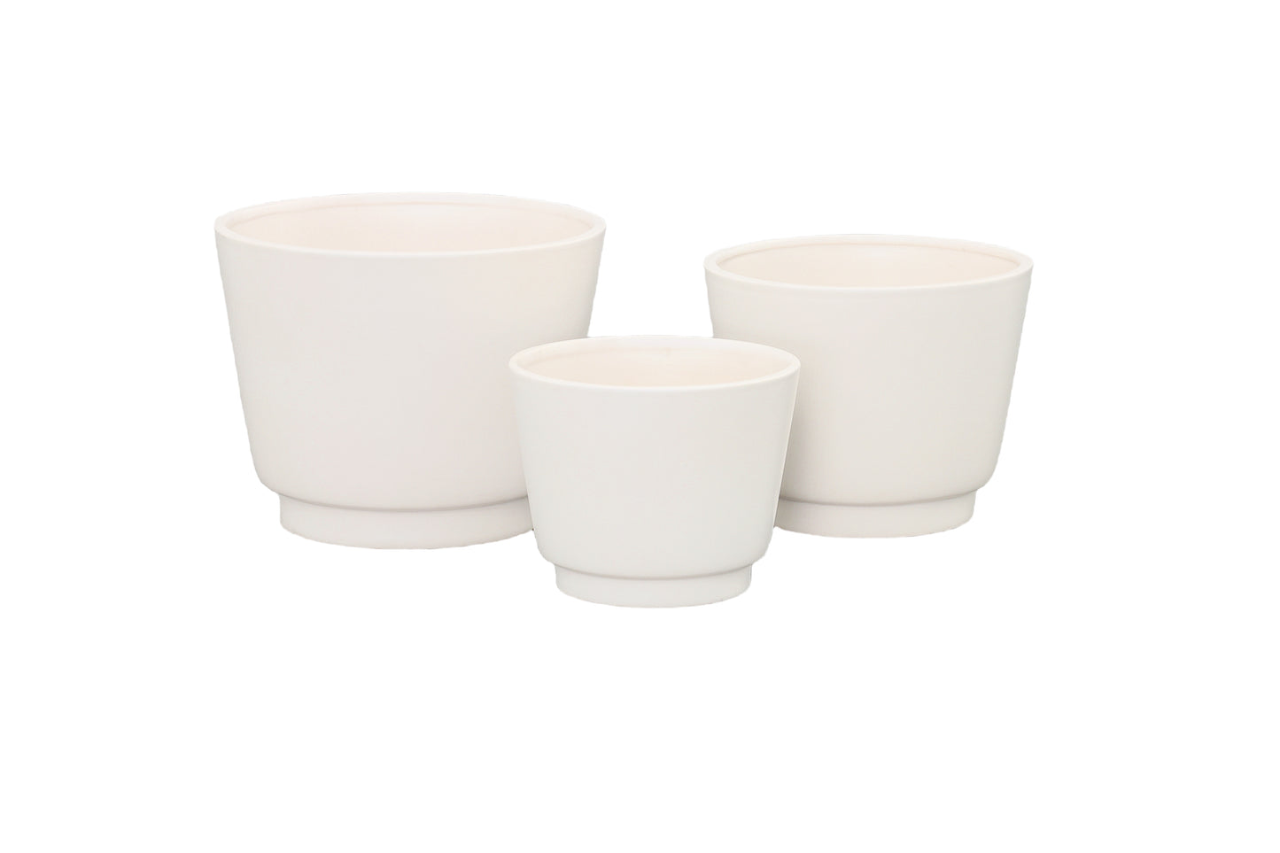 Ceramic Plain Round Pot Matte Finish White-8.25"H