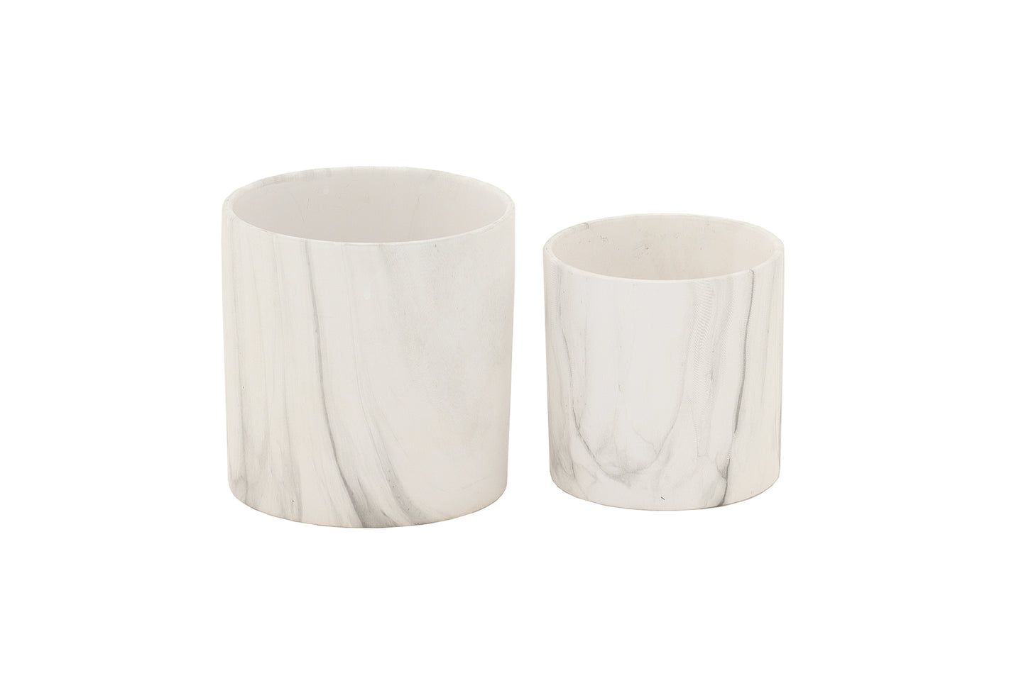 Ceramic Round Pot Marble Finish Black-6.00"H