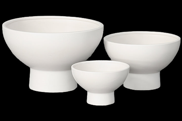 Ceramic Pot Set of Three Matte White-7.75"H