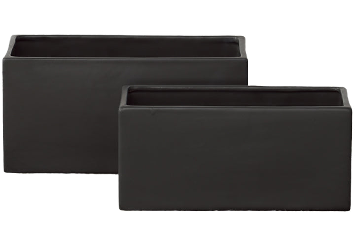 Ceramic Rectangle Pot Set of Two Matte Finish
