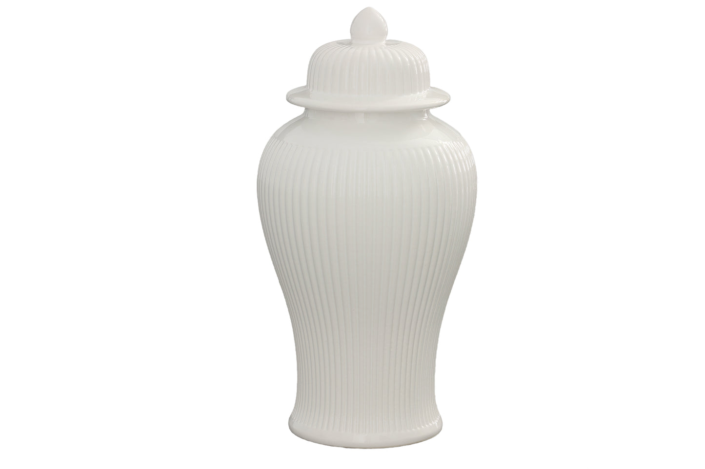 Ceramic Ginger/Temple Jar Gloss Finish White-17.75"H