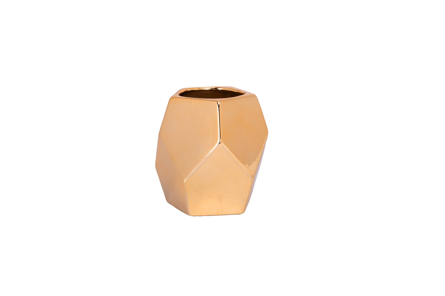 Ceramic Hexagon Pot LG Metallic Finish