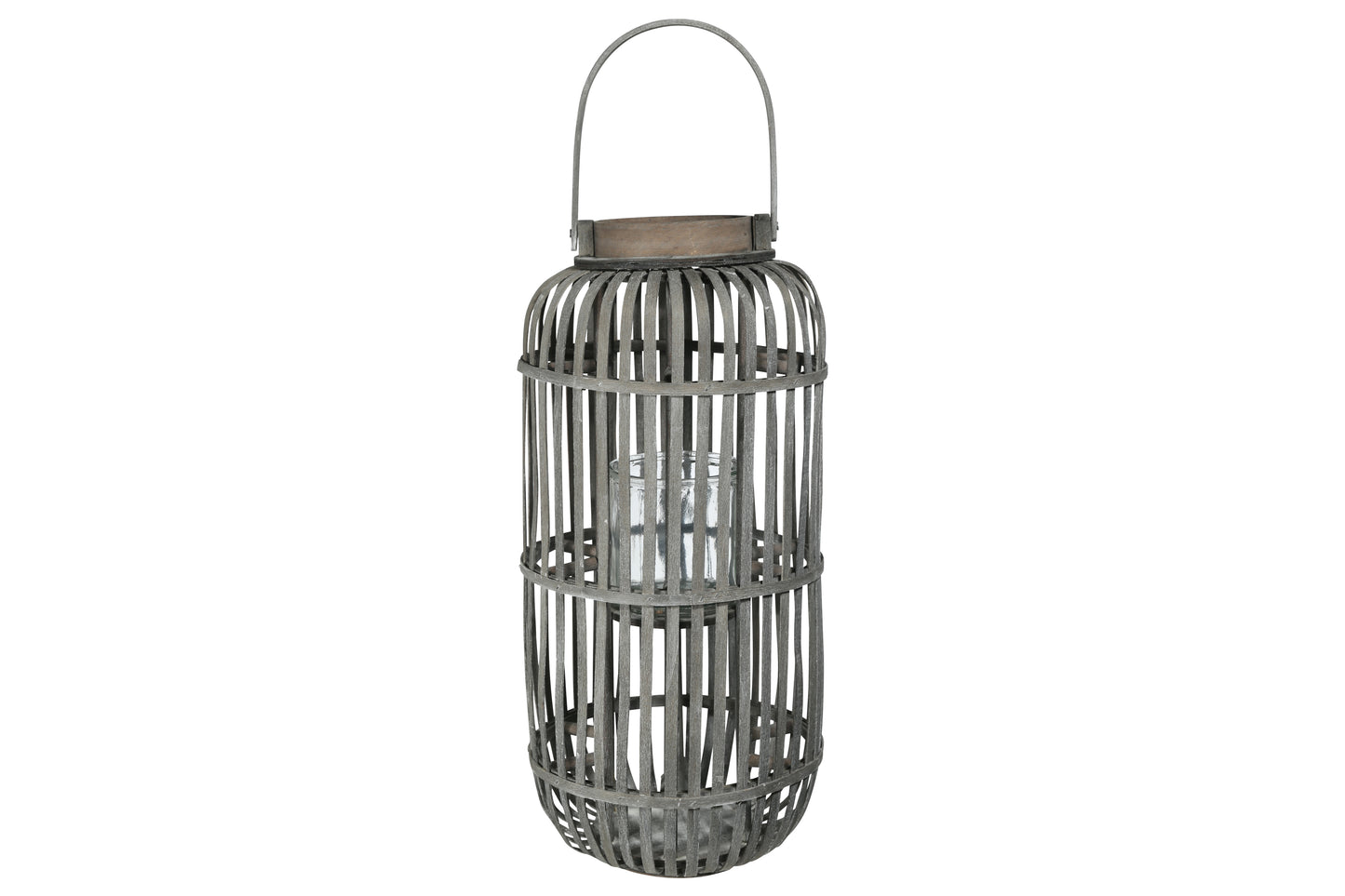 Wood Tall Round Lantern Painted Finish