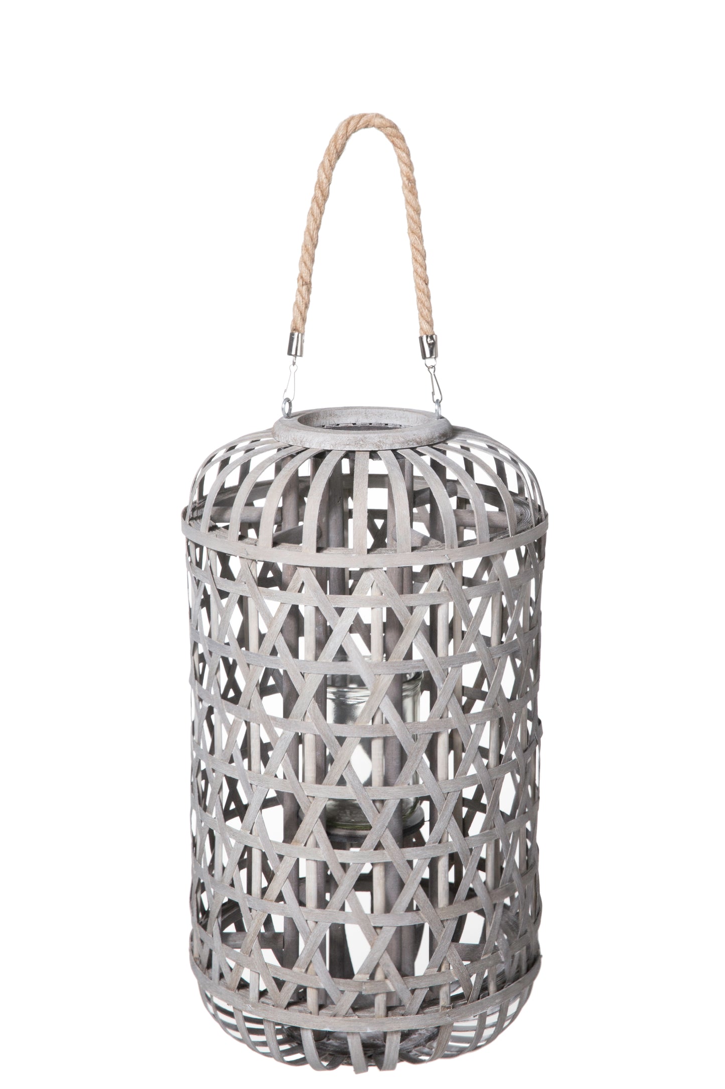 Wood Round Lantern Weathered Finish Wash