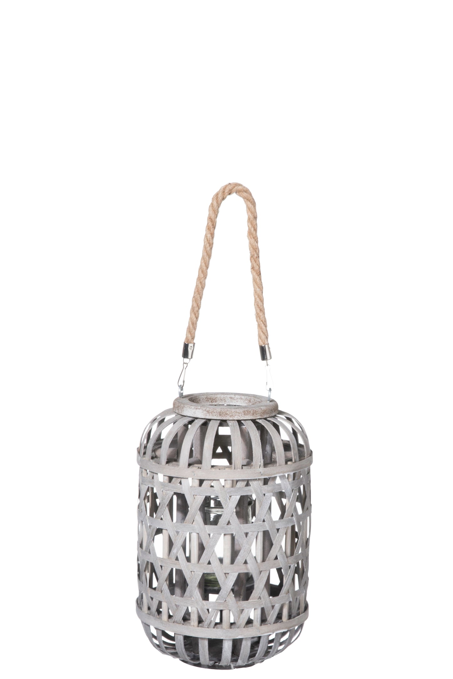 Wood Round Lantern Weathered Finish Wash