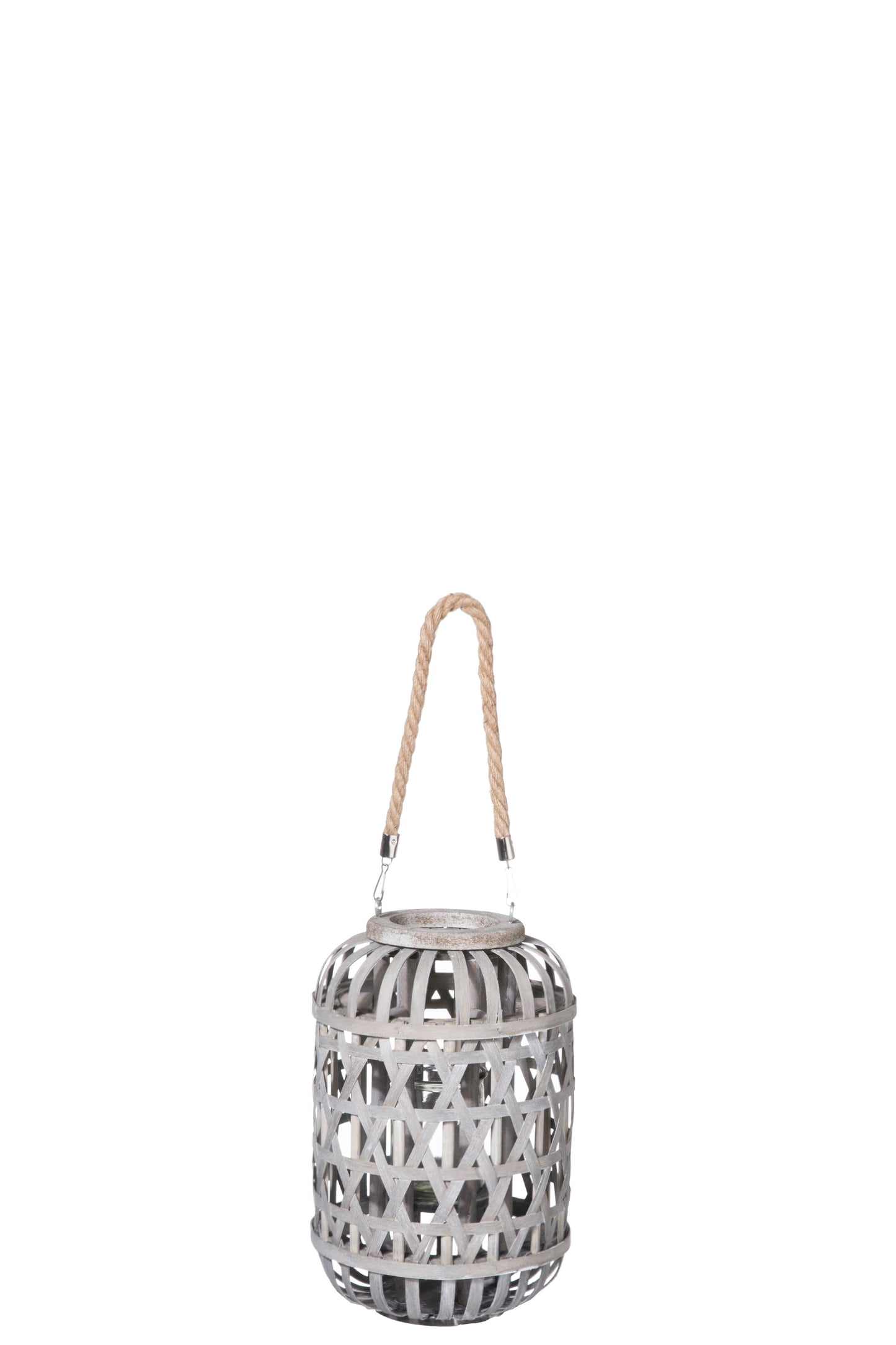 Wood Round Lantern Weathered Finish Wash