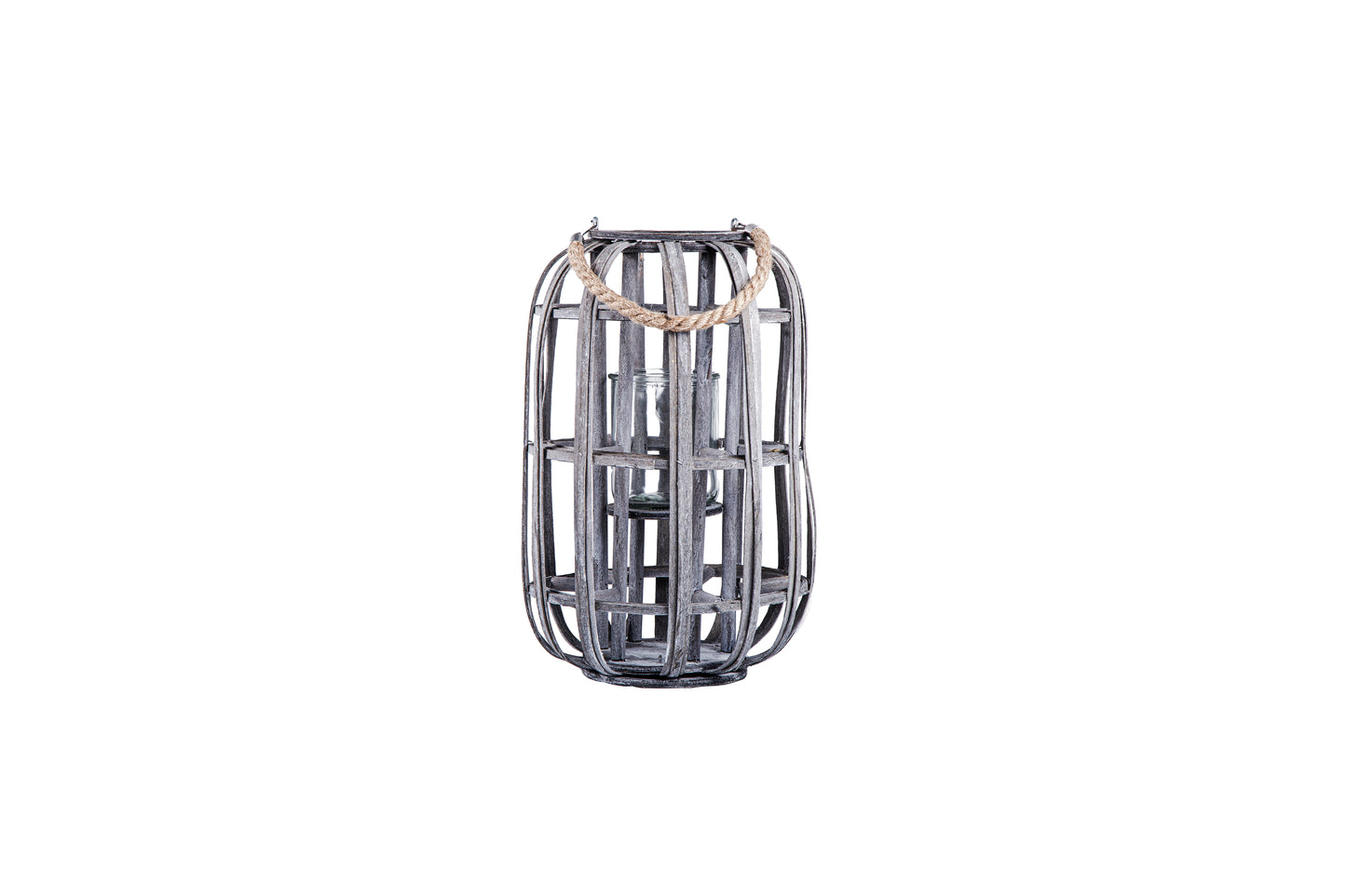 Wood Round Lantern Weathered Finish Wash