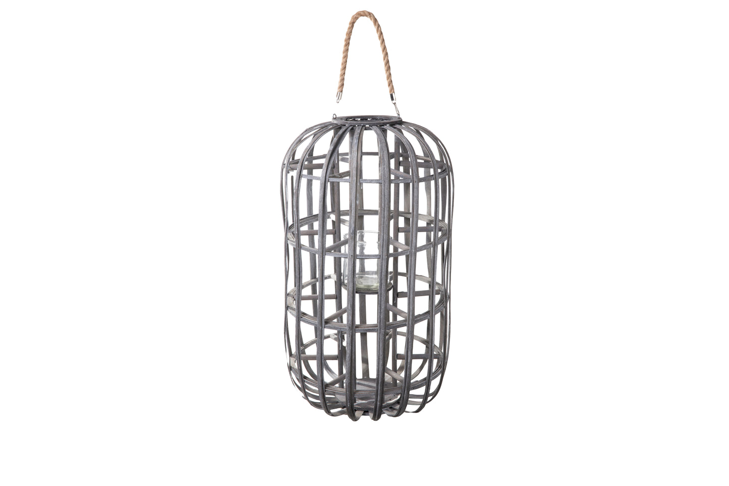 Wood Round Lantern Weathered Finish Wash