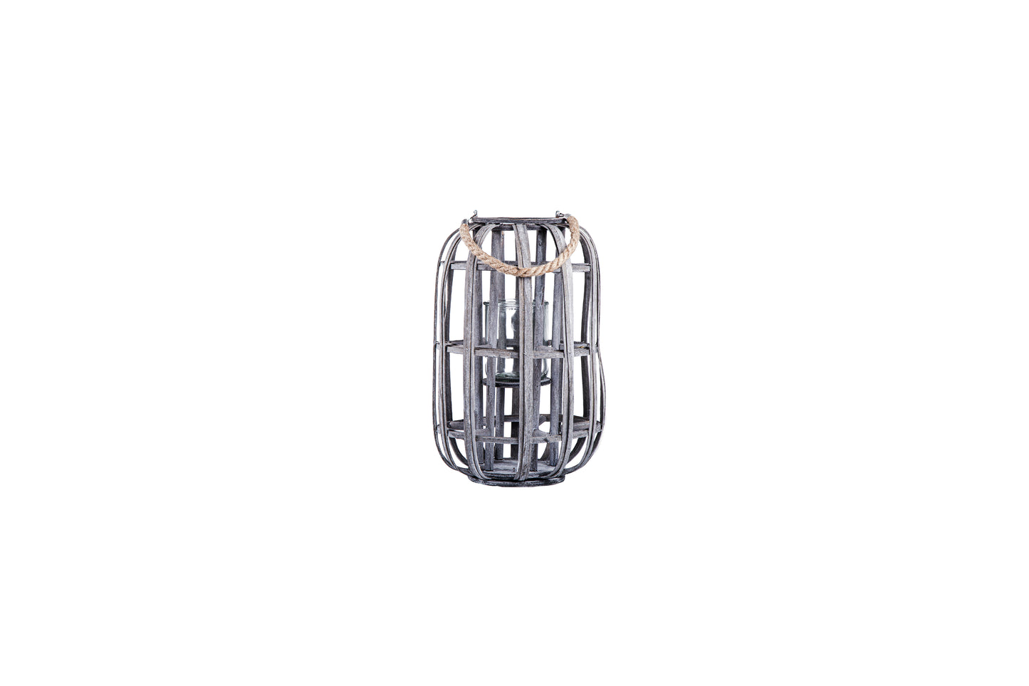 Wood Round Lantern Weathered Finish Wash