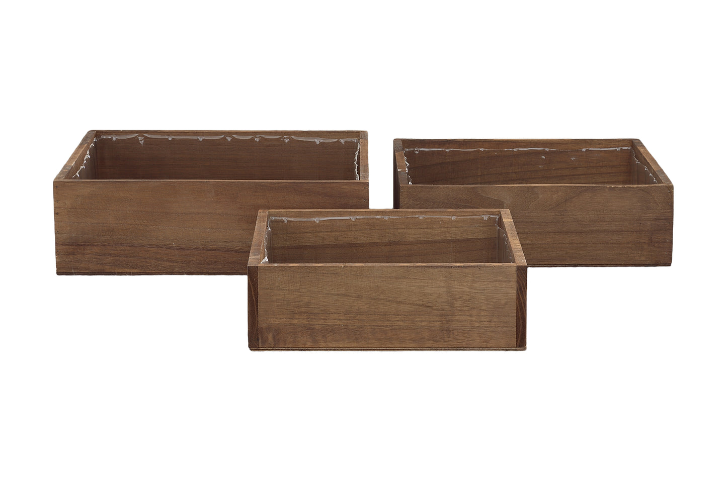 Wooden Square Planter Set of Three Matte Finish White