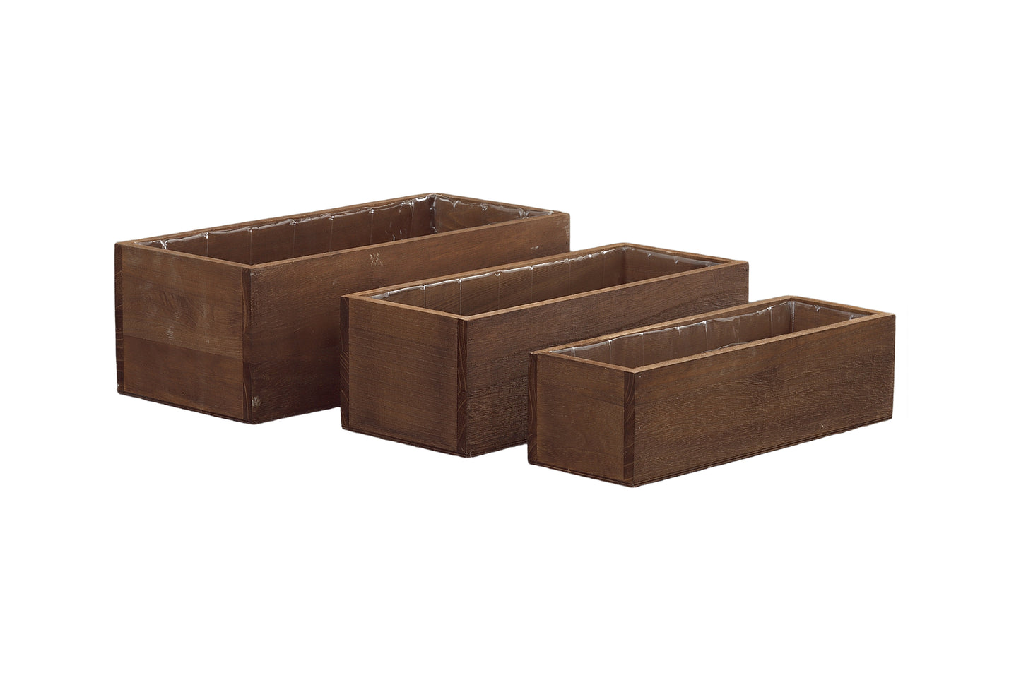 Wooden Rectangular Planter Set of Three Matte Finish White