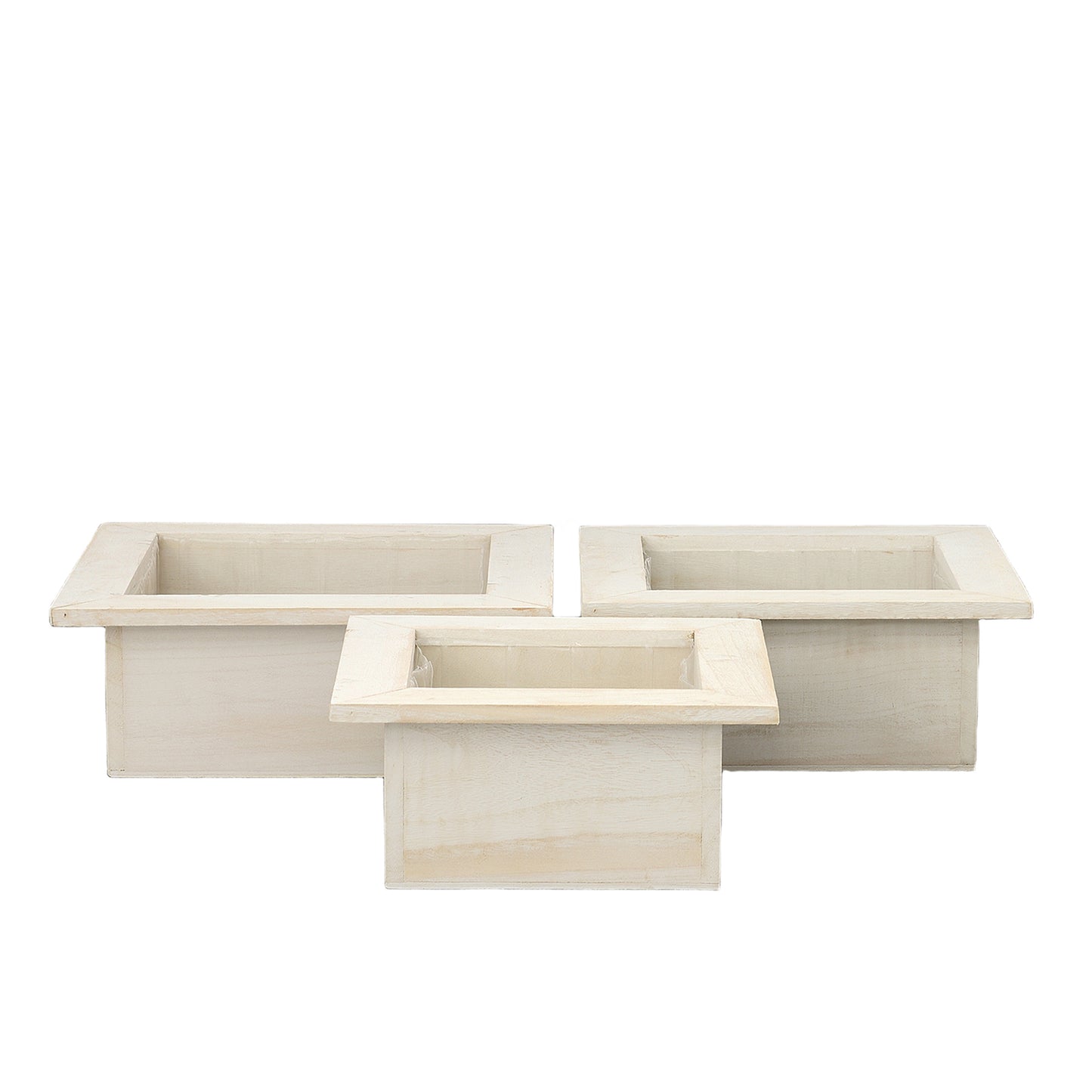 Ceynar Wooden Edge Square Planter Set (Set of 3)