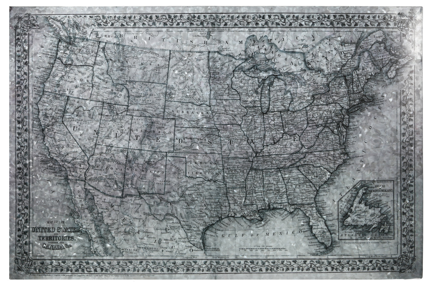 Metal Rectangle Wall Art  Printed Painted Finish-23.75"H