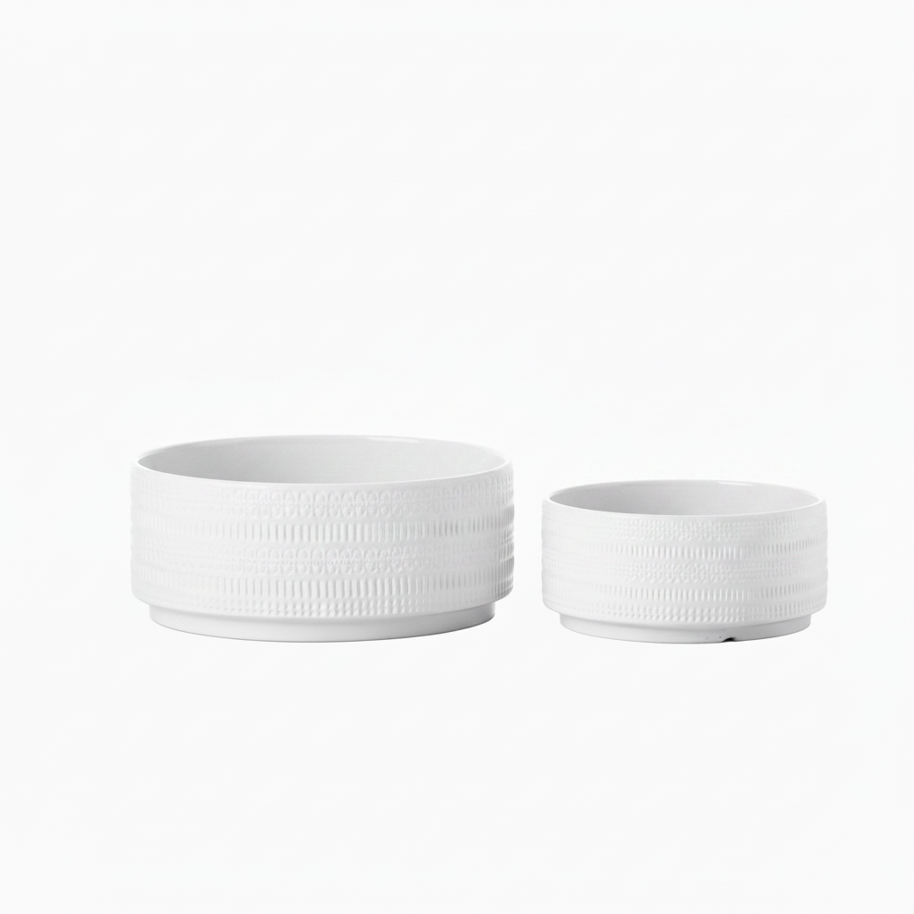 Stelle Textured Ceramic Bowl Planter Set (Set of 2)