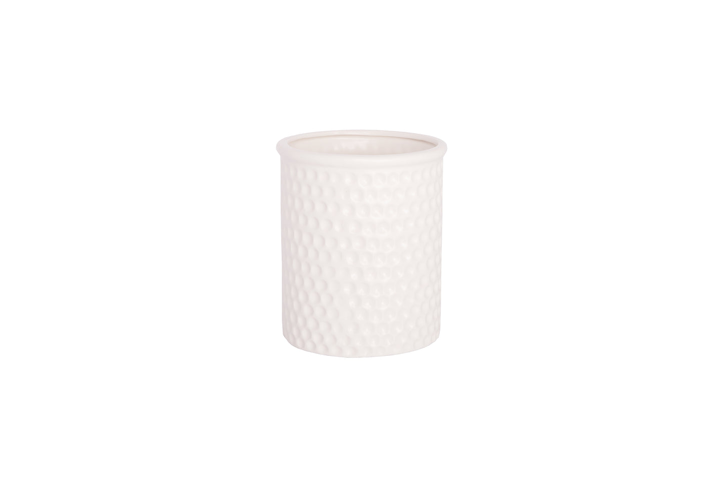 Ceramic Round Jar Smooth Finish White-7.00"H -119