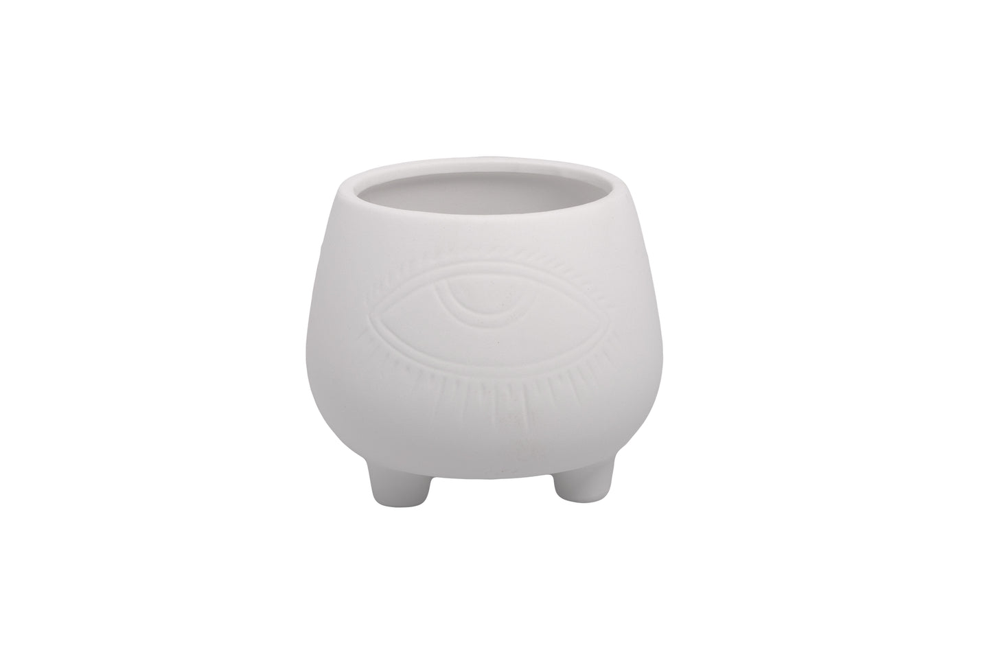 Ceramic Round Pot Sandstone Finish White-5.50"H -215