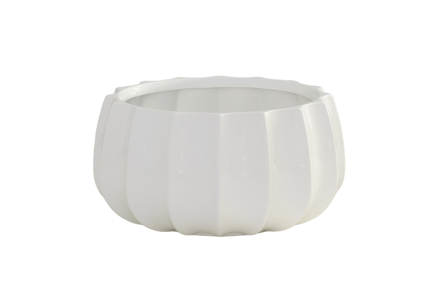 Ceramic Round Bowl Gloss Finish White-6.50"H