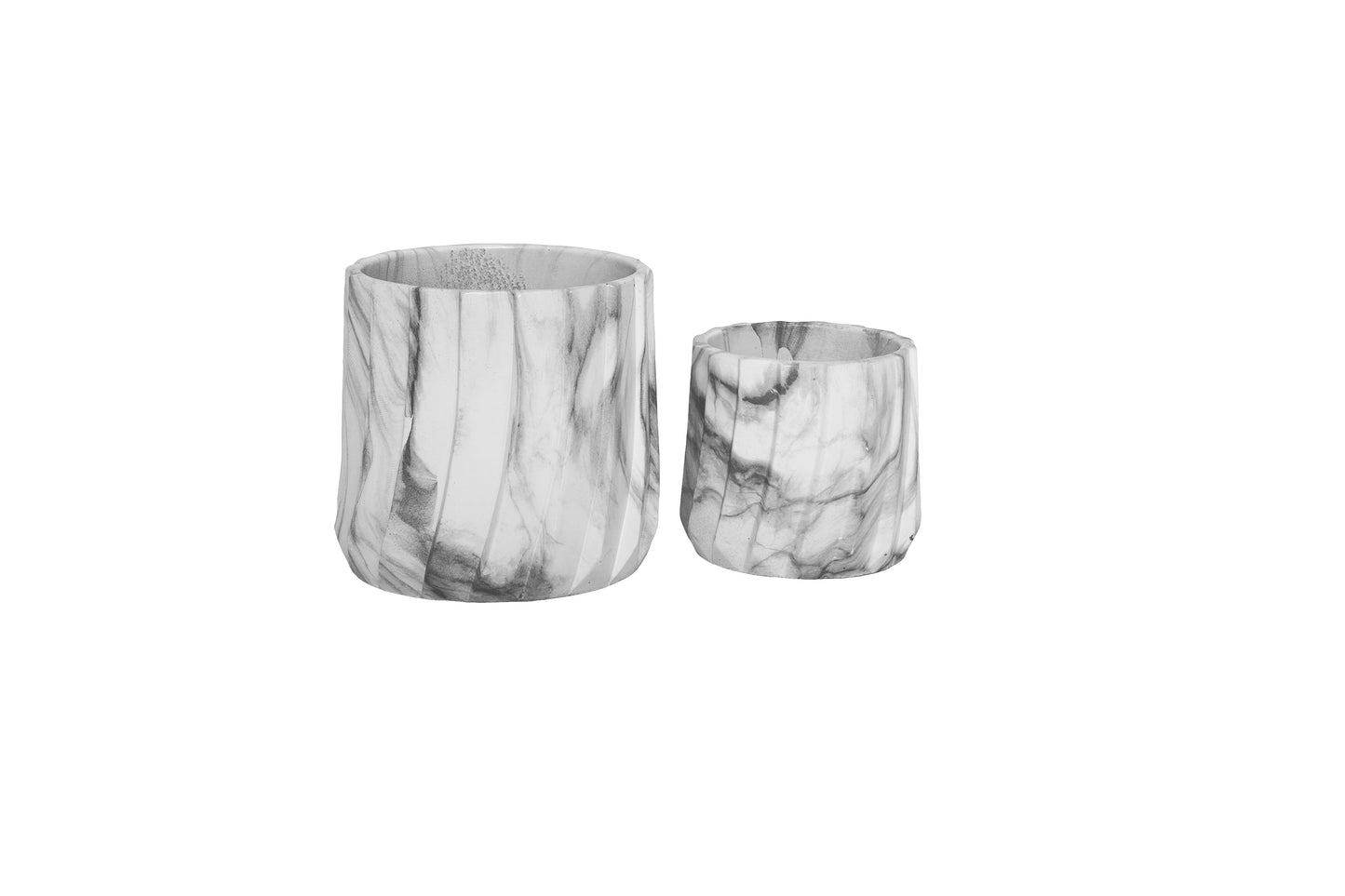 Cement Round Pot Coated Finish White-5.75"H -24