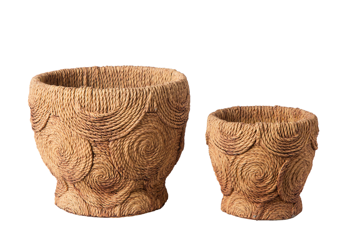 Cement Round Pot Concrete Painted Finish Amber Orange-6.00"H -25