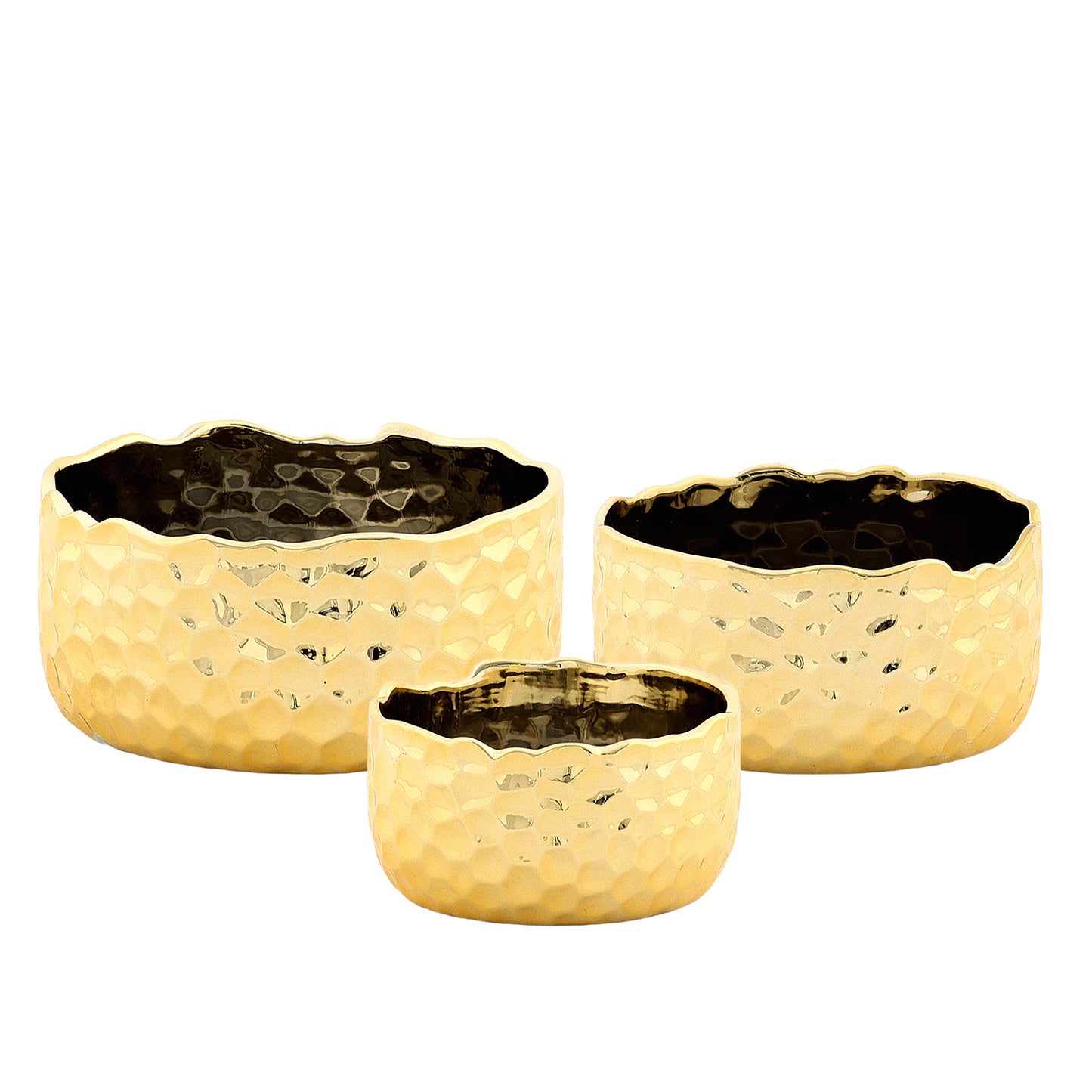 Kyros Hammered Ceramic Planter Set (Set of 3)