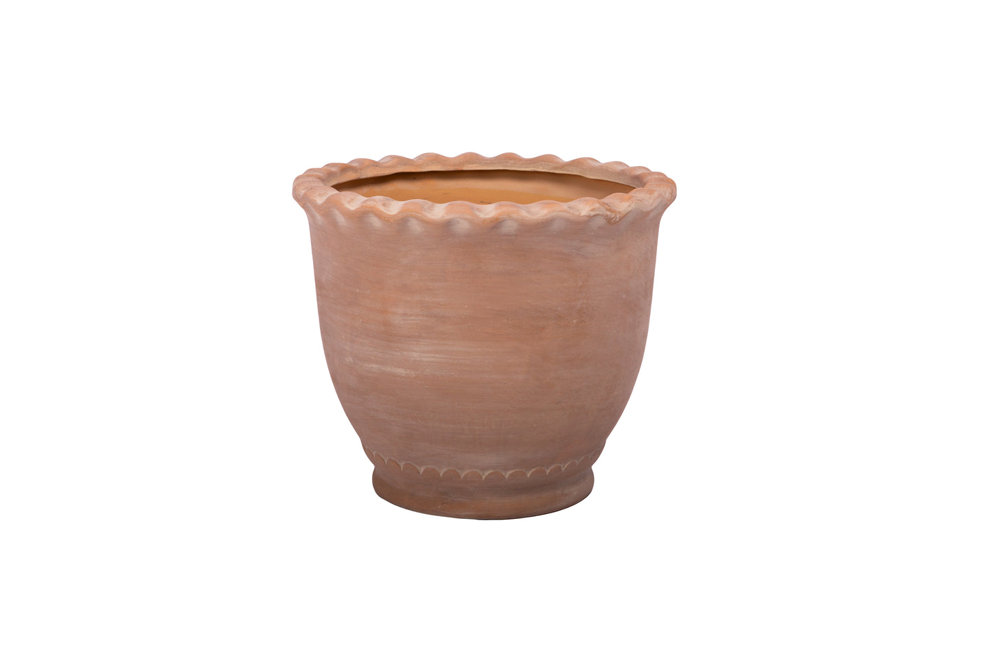 Modern Terracotta Planter with Sculpted Wave Rim