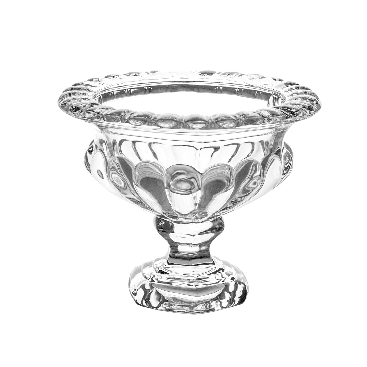 Glass classic Low pedestal urn vase LG finish Clear-8.50"H-Urban Trends Collection-Clear-Large-Urban Trends Collection