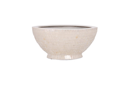 Capri Shell Boat Shape Planter with Base Gloss Finish Cream..16.25"x8.00"x8.25"H