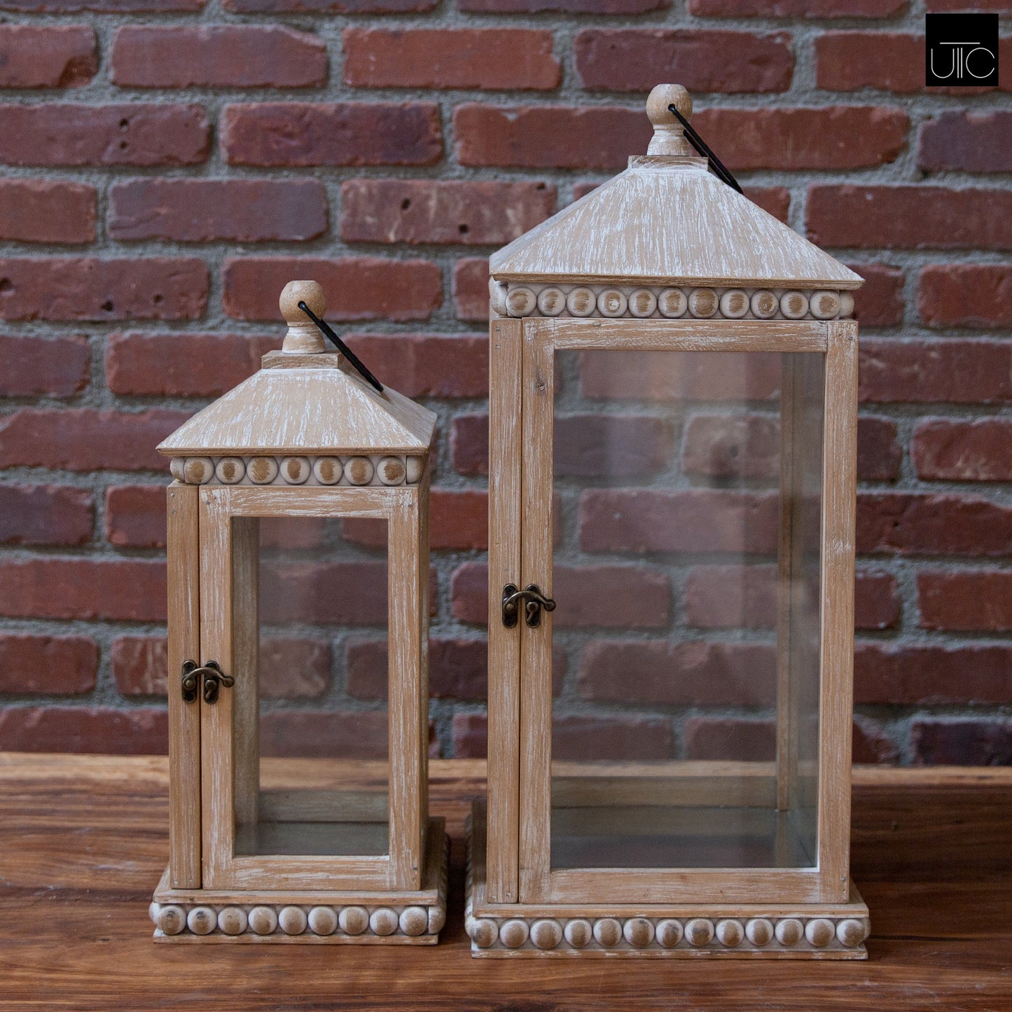 Kalen Weathered Wood Lanterns (Set of 2)