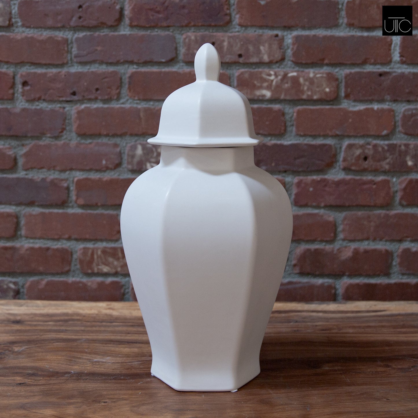 Rouve Hexagon Ceramic Temple Jar with Gloss Finish