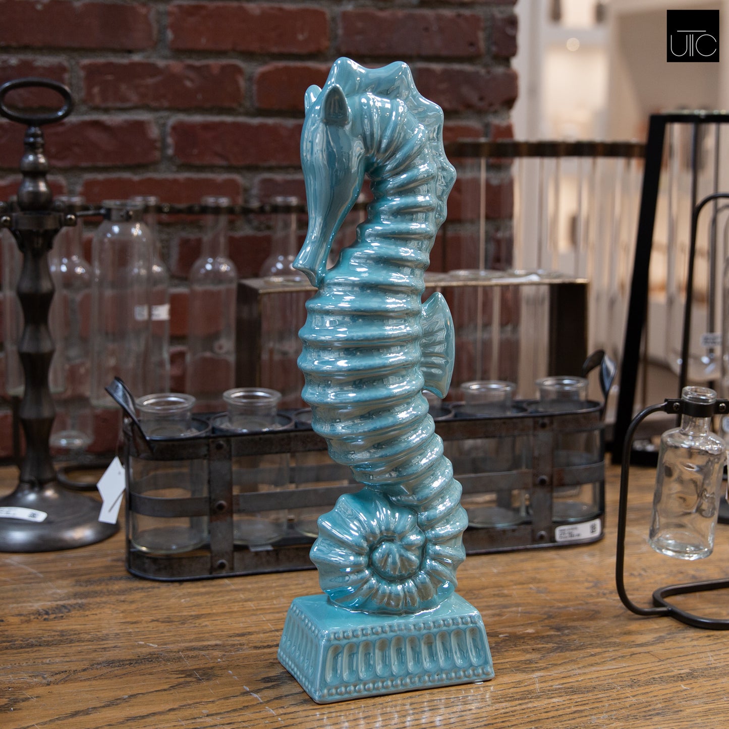 Azmara Blue Ceramic Seahorse Decor