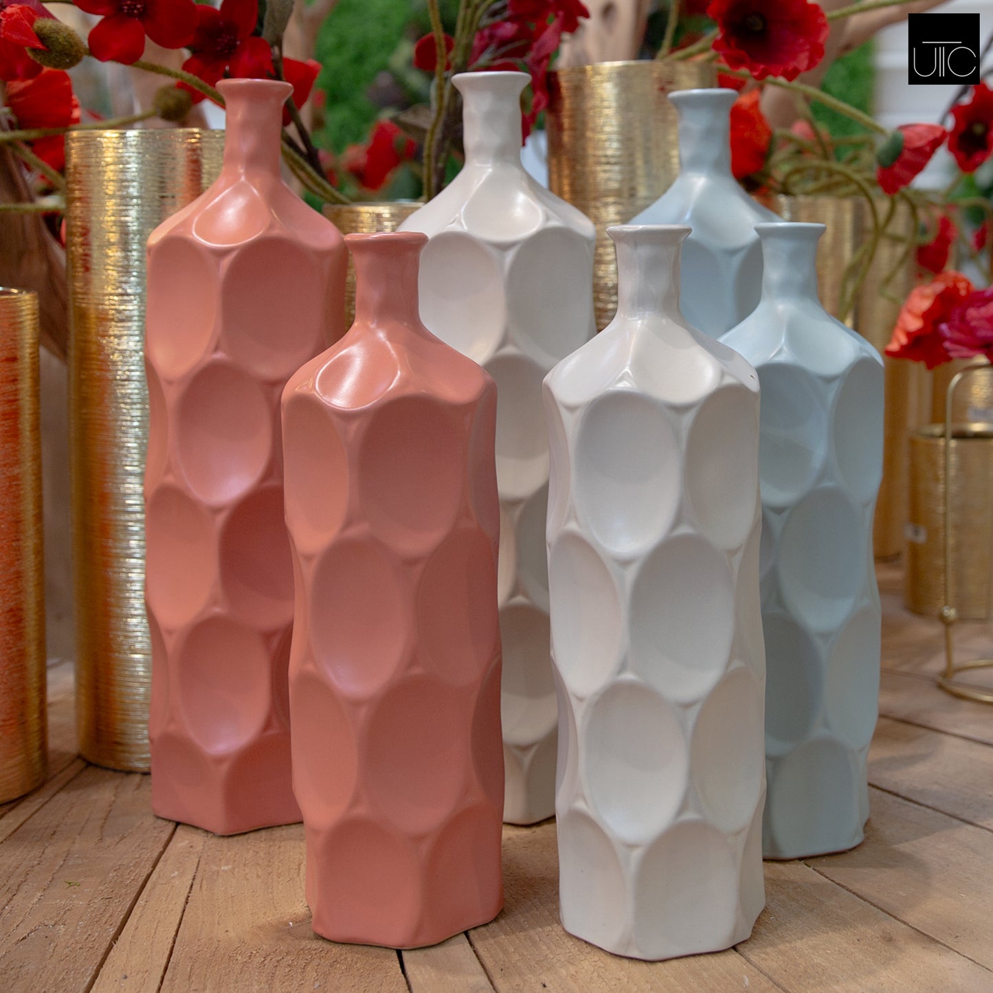 Dimpsy Ceramic Bottle Vases