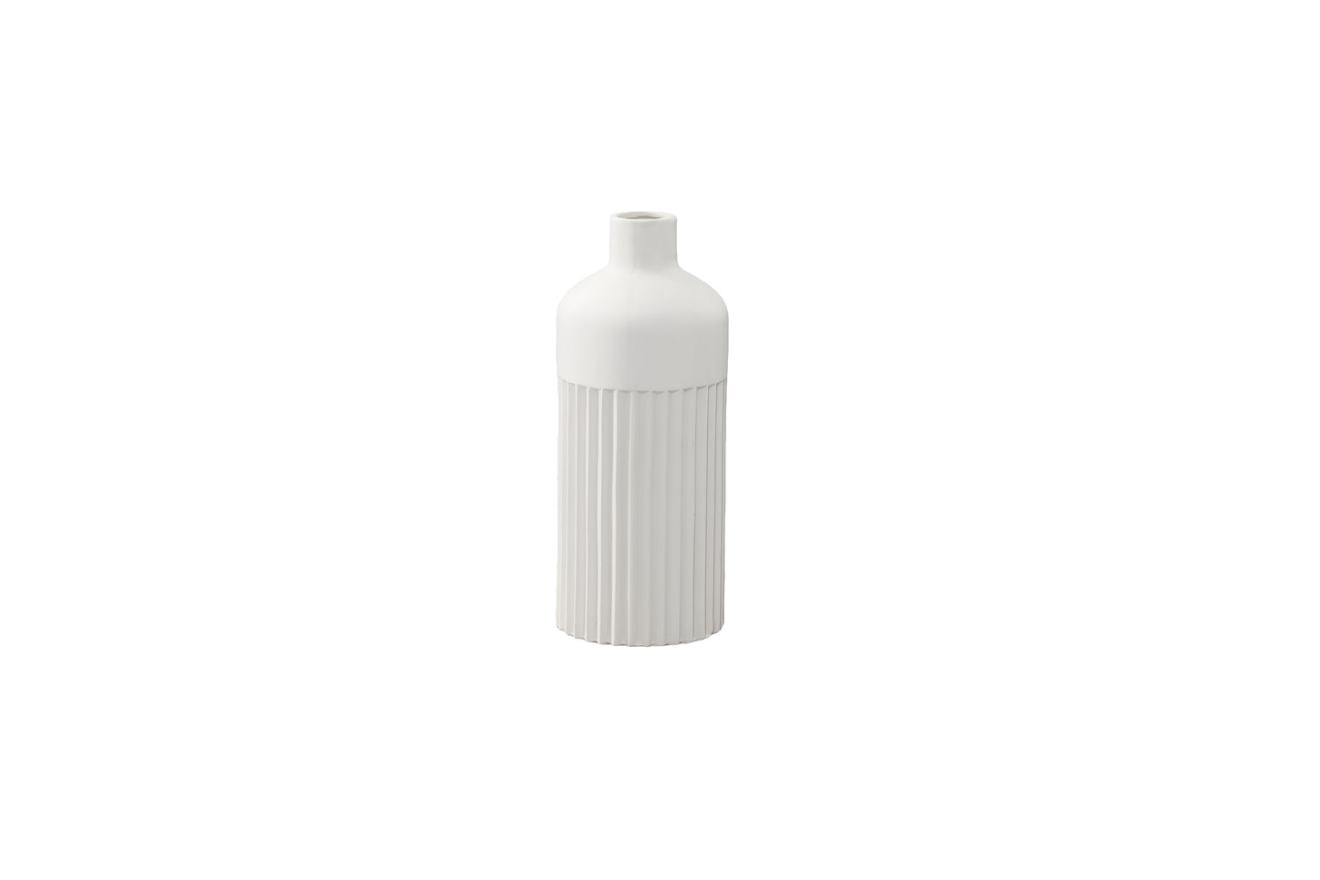 Ceramic Round Bottle Vase Matte Finish White-10.25"H