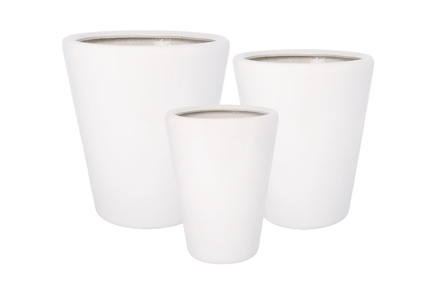 Ceramic Pot Set of Three White-17.50"H