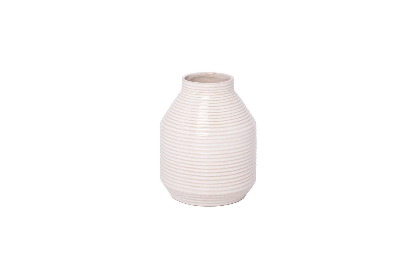 Stoneware Vase Reactive Glazed White-6.50"H