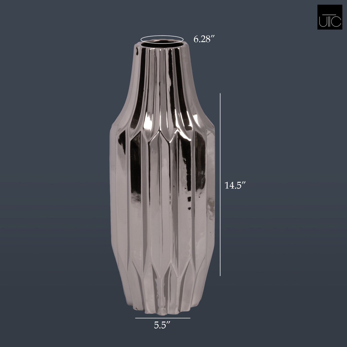 Valea Round Chrome Finish Ceramic Vase