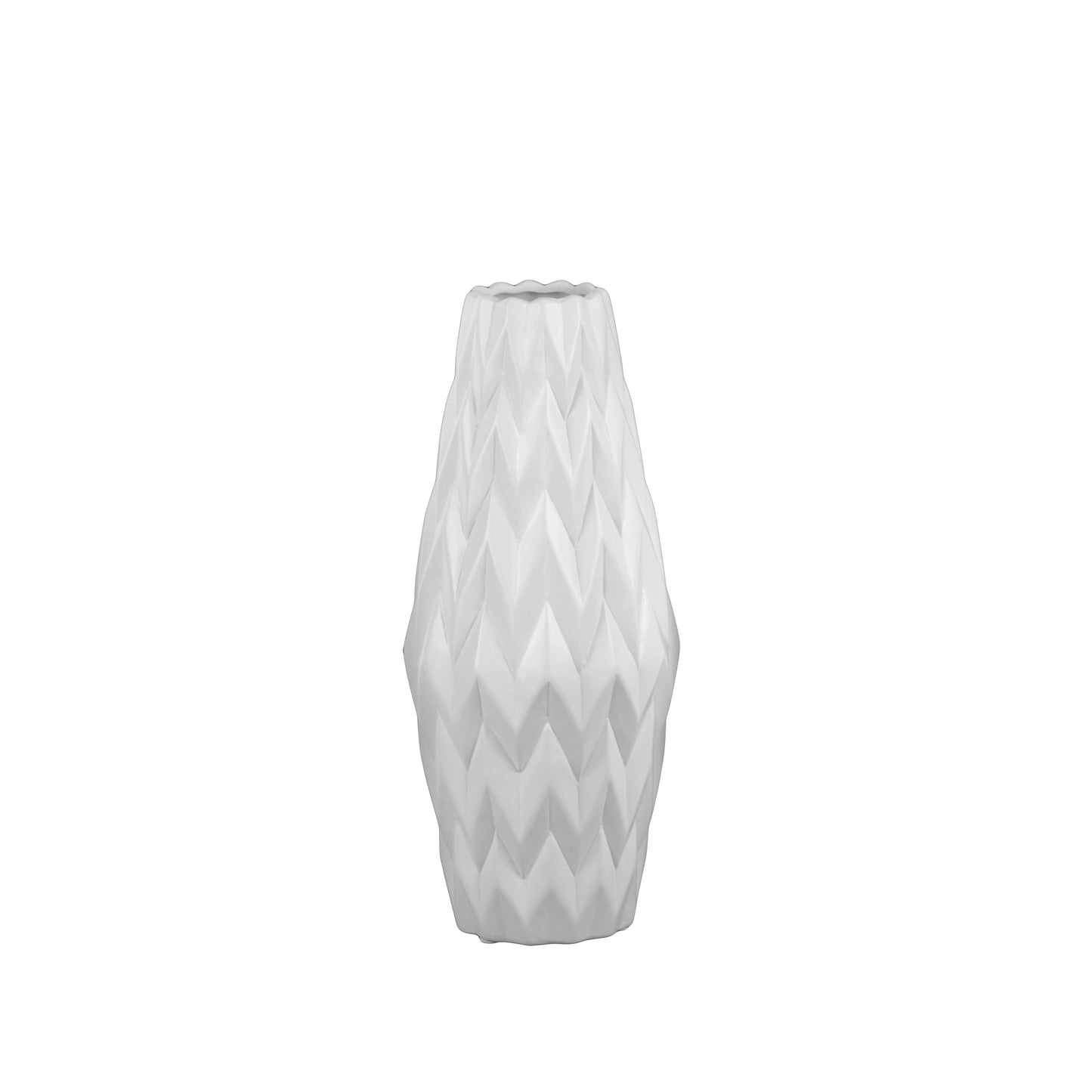 Dallyn Ceramic Rounded Bellied Vase with Round Lip and Embossed Wave Design