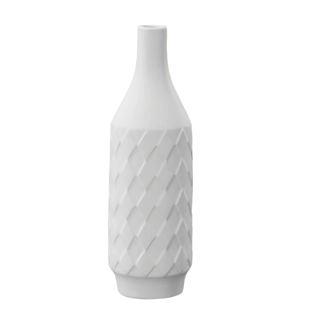 Fayne Embossed Diamond Ceramic Bottle Vase