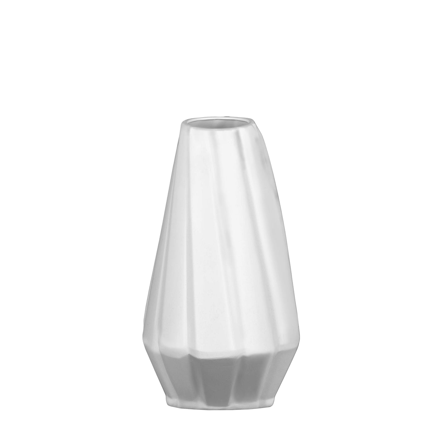 Elizabethe Ceramic Round Vase with Diagonal Ridges