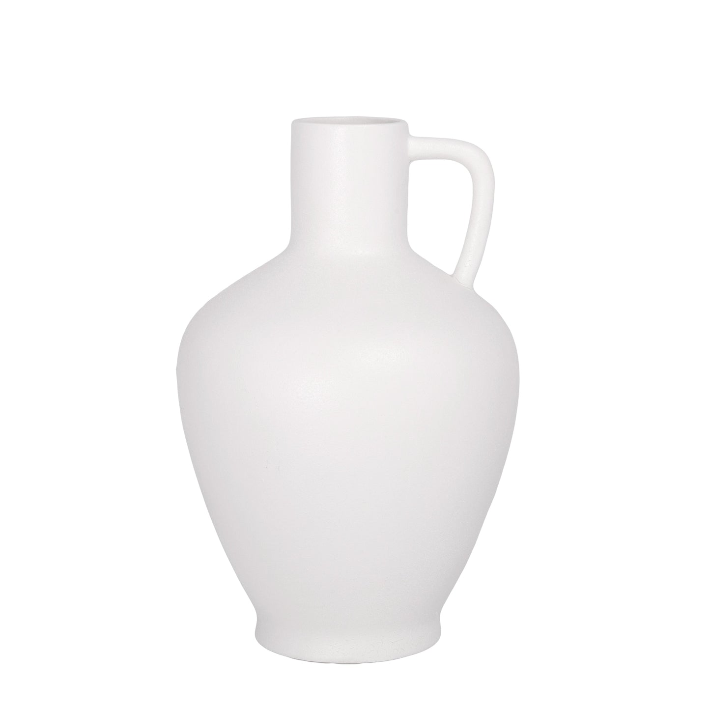 Solmere White Ceramic Vase with Handle