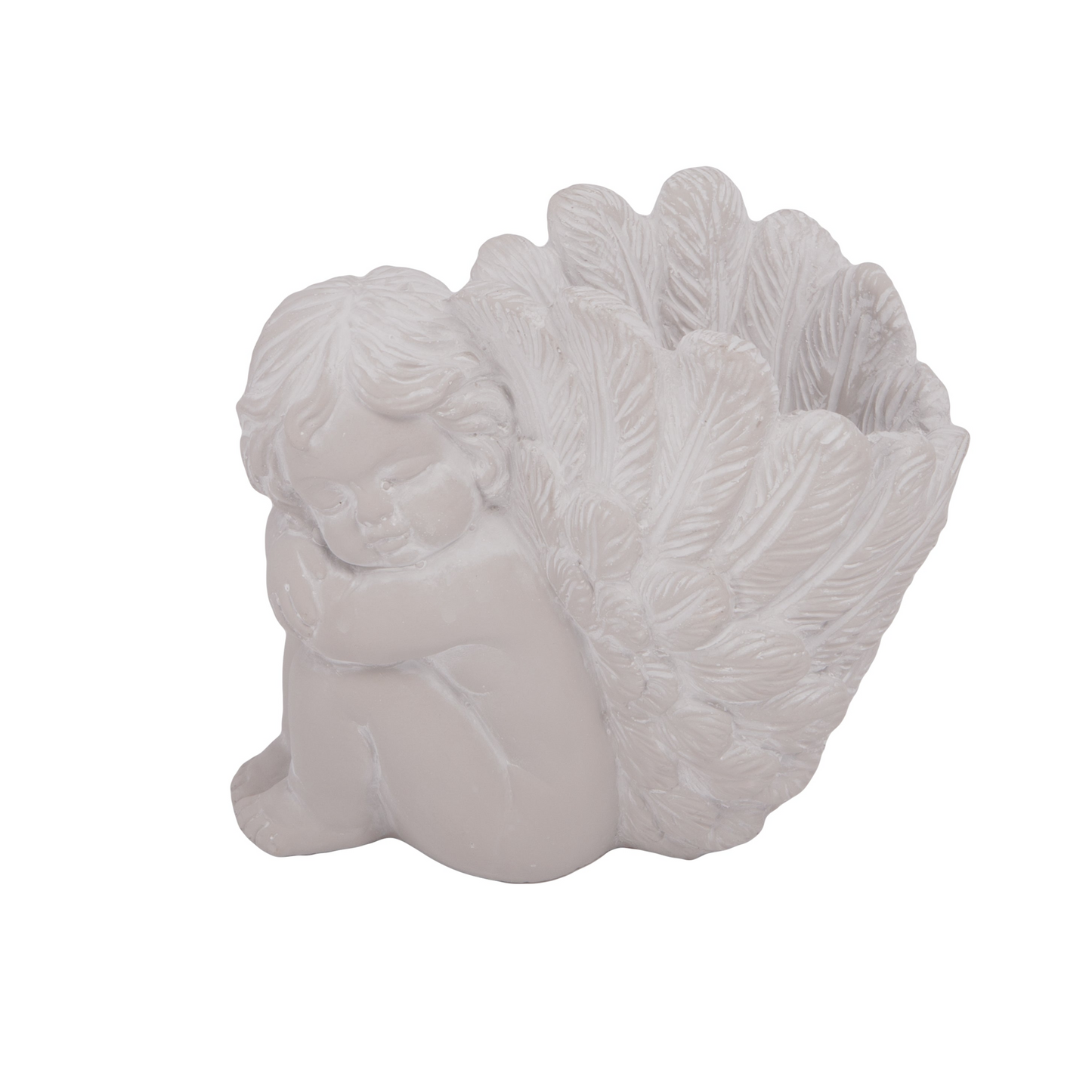 Cement Angel Pot Gray-7.50"H -1